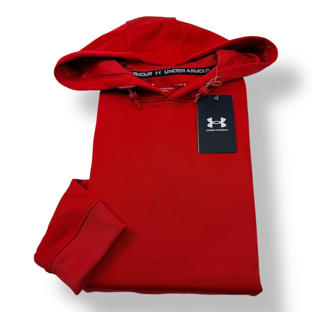 Under Armour Mens Storm Fleece Hoodie Red Hooded Active Sweatshirt Large 1370379